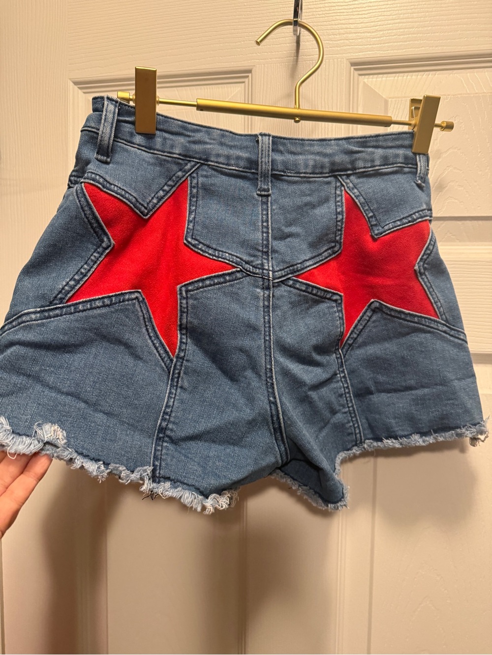 Women’s Denim Shorts with Red Star Inset